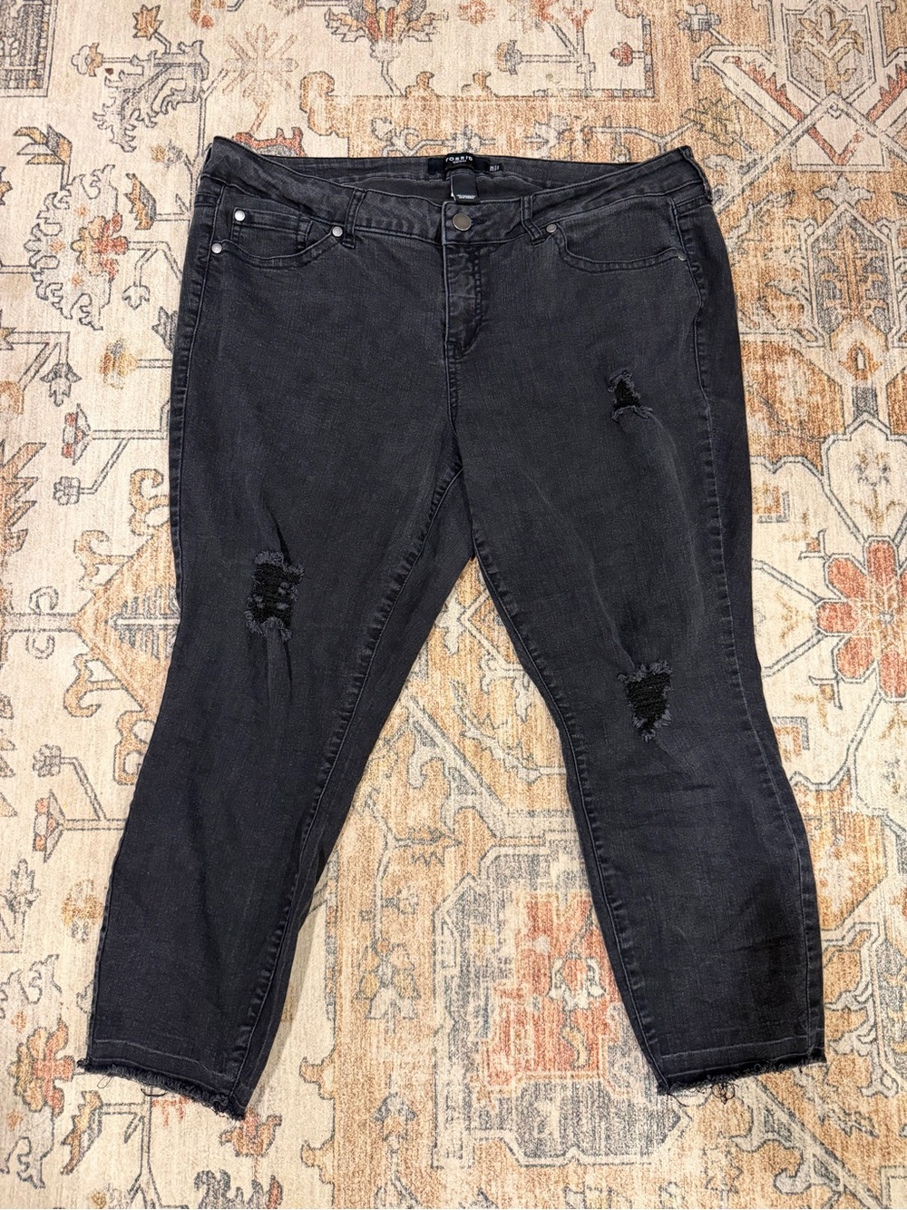 Torrid Denim Black Distressed Raw Hem Skinny Jeans Size 20R